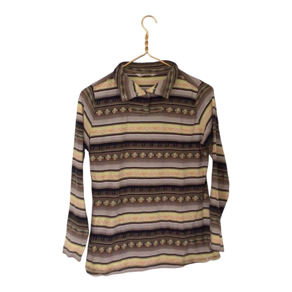 WOOLRICH Women's M Geometric Tribal Aztec Quarter Zip Pullover Cotton Base Layer